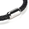 Natural Citrine Round Bead Braided Leather Cord Bracelets for Men Women BJEW-A009-11P-02-3