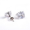 Square Cubic Zirconia Stud Earrings EJEW-H306-09P-5mm-1