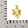 Bowknot Rack Plating Brass Clear Cubic Zirconia Pendants KK-Z053-14G-05-3