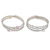 Rack Plating Brass Pave Clear Cubic Zirconia Open Cuff Wrap Bangles BJEW-B110-01P-1