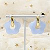 Brass Resin Flower Hoop Earrings for Women EJEW-U038-01G-06-1