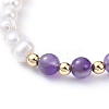 Natural Pearl & Natural Amethyst Beaded Bracelets BJEW-JB05153-02-2