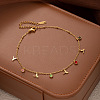 304 Stainless Steel Pave Colorful Cubic Zirconia Charm Anklets for Women FS-WG43DDA-05-1