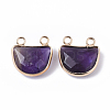 Natural Amethyst Semi Circle Pendants G-S359-011A-2