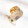304 Stainless Steel Enamel Open Cuff Ring RJEW-L335-01B-G-3