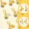 10Pcs 2 Styles Alloy Enamel Bee with Flower Pendant Decorations HJEW-FS00061-2