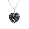 Natural Obsidian Heart Pendant Necklaces PW-WG58330-09-1