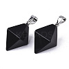 Natural Black Stone Double Terminated Pointed Pendants G-S359-093A-2