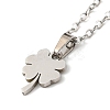 201 Stainless Steel Clover Pendant Necklace with Cable Chains NJEW-Q317-28P-2
