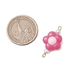 Two Tone Opaque Acrylic & Glass Pearl Flower Connector Charms PALLOY-JF03484-01-2