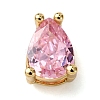 Teardrop Brass Micro Pave Cubic Zirconia Slide Charms KK-C119-16G-03-1