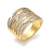 Rack Plating Brass Micro Pave Cubic Zirconia Adjustable Finger Rings for Women RJEW-C114-16A-G-1