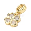 Saint Patrick's Day Brass Pave Cubic Zirconia Shamrock European Dangle Charms KK-P345-04G-06-2