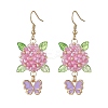 304 Stainless Steel Flower with Butterfly Dangle Earrings EJEW-MZ00455-05-2