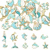 20Pcs 10 Styles Sea Animal Alloy Enamel Pendants ENAM-YW0004-36-1