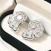 Rack Plating Shell Shape Brass Micro Pave Clear Cubic Zirconia Stud Earrings EJEW-H143-27P-1