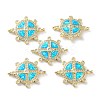 Rack Plating Brass Micro Pave Clear Cubic Zirconia Connector Charms KK-C041-29G-1