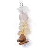 Gradient Color Natural Quartz Crystal & Natural Citrine & Natural Rutilated Quartz & Natural Tiger Eye Chip Beaded Pendants PALLOY-JF02790-08-1