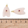 Brass & Natural Rose Quartz & Cubic Zirconia Pendants GG-CBAD360-20G-10-3