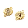 Brass Micro Pave Clear Cubic Zirconia Connector Charms KK-P304-01G-2