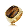 304 Stainless Steel with Natural Tiger Eye Finger Rings for Men FS-WG155DB-08-1