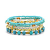 5Pcs 5 Style Synthetic Turquoise(Dyed) & Hematite & Glass Sead Beads Stretch Bracelets Set BJEW-JB07670-03-1