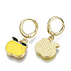 Brass Enamel Huggie Hoop Earrings EJEW-T014-21G-02-NF-2