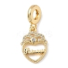 Brass Micro Pave Clear Cubic Zirconia European Dangle Charms KK-D502-09G-1
