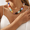 Colorful Resin Nuggets Beaded Necklaces for Women NJEW-U013-07G-1