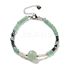 Natural Green Aventurine Round & Synthetic Non-magnetic Hematite & White Shell Beaded Bracelets for Women BJEW-K251-02H-2