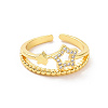Clear Cubic Zirconia Hollow Out Star Open Cuff Ring RJEW-H127-33G-2