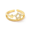 Clear Cubic Zirconia Hollow Out Star Open Cuff Ring RJEW-H127-33G-2