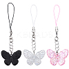 6Pcs 3 Colors Butterfly Acrylic Mobile Straps AJEW-GF0009-11-1