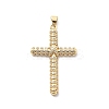 Rack Plating Brass with Clear Cubic Zirconia Pendants KK-Q017-21G-1