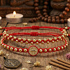 2Pcs 2 Styles Adjustable Brass Round Beads Braided Bracelets SQ0566-3-2
