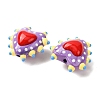 Baking Paint Glass Bumpy Beads Heart LAMP-V001-09G-6