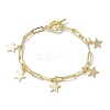 Golden 304 Stainless Steel Charm Bracelets with Brass Paperclip Chains BJEW-JB10031-01-1