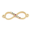 Brass Micro Pave Colorful Cubic Zirconia Infinity Connector Charms KK-Q028-65G-1