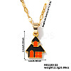 Halloween 304 Stainless Steel Dark Orange Enamel Haunted House Pendant Necklaces European American Fashion Jewelry XI0912-3