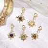 Natural Tiger Eye & Rose Quartz & Lapis Lazuli & Green Aventurine & Amethyst Sun Pendant Decoration HJEW-JM02828-1