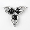 Eagle Claw Alloy Natural Dyed & Heated Black Agate Pendants G-L455-A10-1