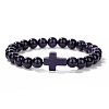 Synthetic Blue Goldstone Round Beads Stretch Bracelets YG0612-21-1