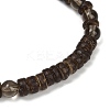 Natural Coconut Rondelle Beads Stretch Bracelets for Men BJEW-JB11635-02-4
