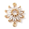 Brass Pave Clear Cubic Zirconia Connector Charms KK-G503-27G-1
