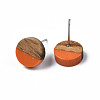 Opaque Resin & Walnut Wood Stud Earrings EJEW-N017-008-B03-3