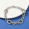 201 Stainless Steel Textured Oval Link Chain Bracelets for Women BJEW-B143-04P-3