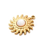 304 Stainless Steel Pave Natural Shell Sun Ray Charms STAS-I331-31G-2