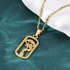 Rectangle with Eye 304 Stainless Steel Pendant Necklaces NJEW-H059-19G-3