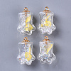 Bear Paw Transparent Glass Pendants GLAA-S181-10G-1