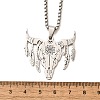 Punk Style 201 Stainless Steel Laser Cut Cattle Head Pendant Box Chain Necklaces for Women Men NJEW-E156-04P-5